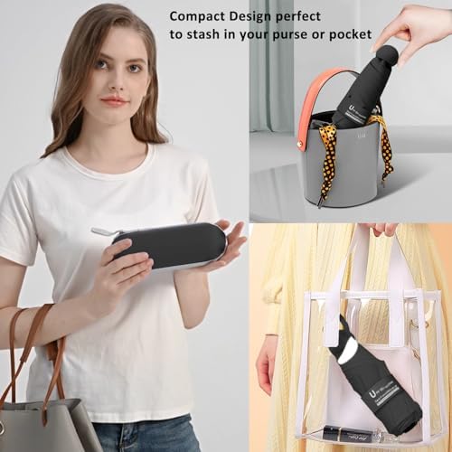 BAODINI Travel Mini Umbrella for Purse With Case Small Compact UV Sun Protection Sun Lightweight Tiny Pocket Umbrella for Women Kids and Men