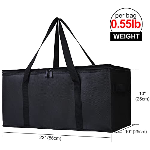 Bodaon 2-Pack Insulated Food Delivery Bag, 22" x 10" x 10" Insulated Pizza Delivery Bags for Hot/Cold Food, Black
