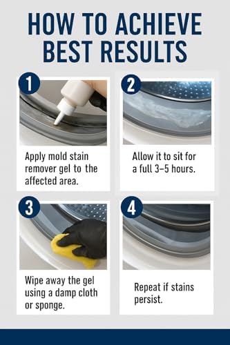 ACTIVE Mold Stain Remover Gel Cleaner Heavy Duty Stain Cleaner for Front Loader Washing Machine Seal, Bathroom Grout, Shower, Caulk - Front Load Washer Cleaning Solution - 7 Fl Oz