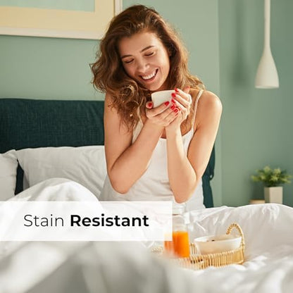 Extra Deep Queen Fitted Sheet - Hotel Luxury Single Fitted Sheet Only - Easily Fits 18 inch to 24 inch Mattress - Ultra Soft, Wrinkle Free w/Extra Deep Pockets - Easy-Care, Breathable & Comfy - White