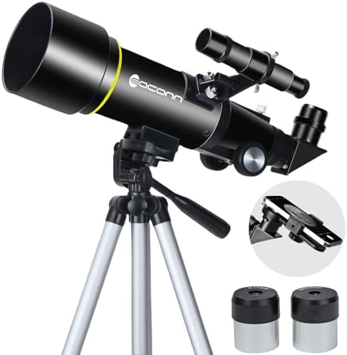 Telescopes, Telescope for Kids and Adults Beginners, 70mm Aperture 400mm Focus Length Refractor Travel Telescope with AZ Mount for Observe The Moon and Landscape-Black