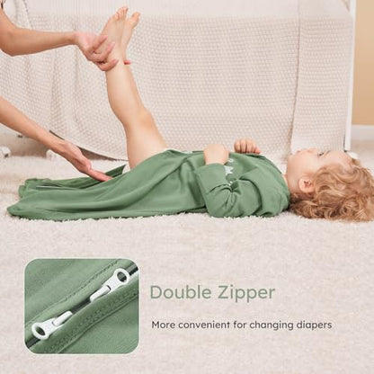 Yoofoss Baby Sleep Sack 6-12 Months Long Sleeve Wearable Blanket Baby 100% Organic Cotton 2-Way Zipper 0.5 Tog Infants Sleeping Sack, Lightweight(Medium)