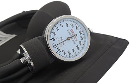 Santamedical Adult Deluxe Aneroid Sphygmomanometer - Professional Blood Pressure Monitor with Adult Black Cuff and Carrying case (Light Black)