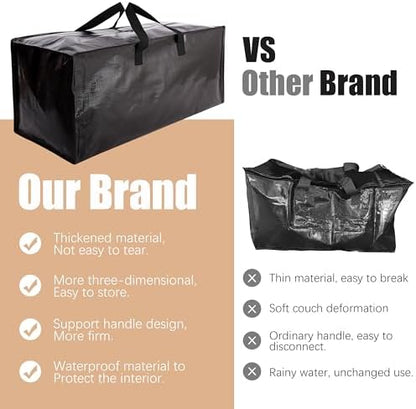 Heavy Duty Moving Bags with Backpack Straps and Strong Handles, Alternative to Moving Boxes and Storage Totes for Dorm Room Essentials, 6 Pack, Black