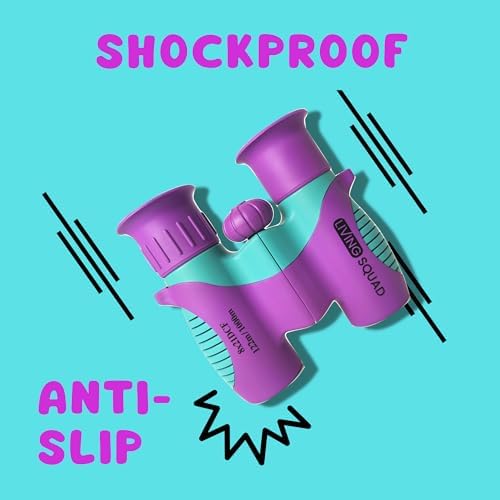 Kids Binoculars 8x21 Purple- Girls Age 3-12, Shock Proof Compact Binoculars Child Set- Neck Strap, Compass, Carabiner, Case, High-Resolution Bird Watching Optics Child Gift CampingToy Travel