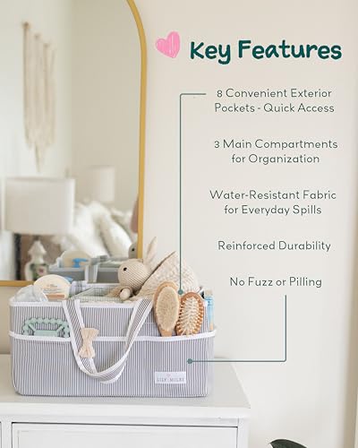 Lily Miles Baby Diaper Caddy - Large Organizer Tote Bag for Newborn essentials Boy or Girl - Baby Shower Basket - Nursery Must Haves - Registry Favorites - Newborn Caddie Car Travel