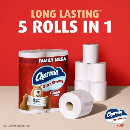 Charmin Ultra Strong Clean Touch Toilet Paper, 24 Family Mega Rolls = 120 Regular Rolls