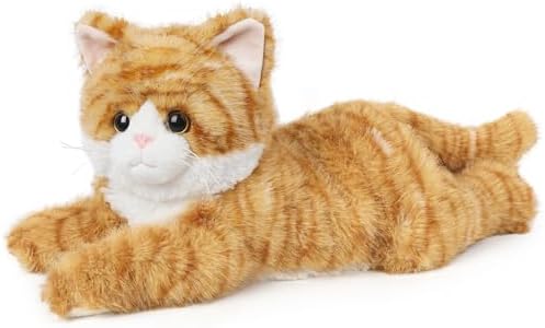 Orange Tabby Cat Stuffed Animals, Microwavable Stuffed Animal Adorable Fluffy Cat Plush for Warmth & Comfort, Heatable & Coolable Lavender Scent Cat Toys, Cute Soft Plushies Cat Gifts for Kids & Adult