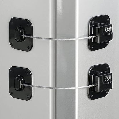Refrigerator Lock, Heavy Duty Fridge Lock, Combination Lock for Refrigerator Cabinets, Drawers, Safety, Easy Install No Keys Needed (Black-2Pack)