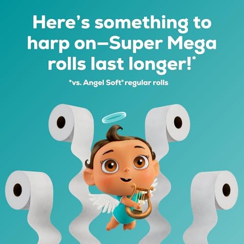 Angel Soft Toilet Paper, 24 Super Mega Rolls = 144 Regular Rolls, Soft and Strong Toilet Tissue