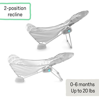 Ingenuity Foldaway 2-Position Baby Bath Seat, Adjustable Support for Sink or Bathtub, Ages 0-6 Months up to 20 Pounds, Machine-Washable Sling