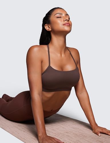 CRZ YOGA Butterluxe Womens Y Back Sports Bra - Padded Racerback Low Impact Spaghetti Thin Strap Workout Yoga Top