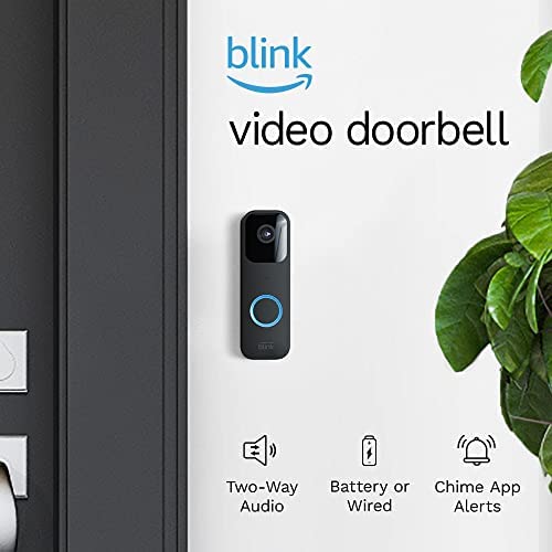 Like-New Blink Video Doorbell (2023 release), Two-way audio, HD video, motion and chime app alerts and Alexa enabled — wired or wire-free (Black)