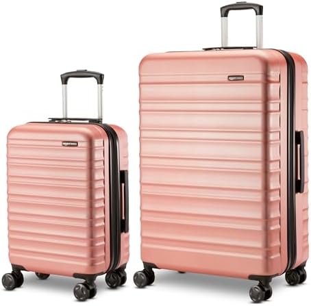 Amazon Basics 2-Piece Set (21", 30"), Hardshell Suitcases With Wheels, Expandable For Up to 25% More Space, With Scratch-Resistant Surface, Four Multi-directional Wheels, Rose Gold