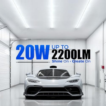 Barrina (6 Pack LED T5 Integrated Single Fixture, 4FT, 2200lm, 6500K Super Bright White, 20W Utility LED Shop Light, Ceiling and Under Cabinet Light, Corded Electric with ON/Off Switch, ETL Listed