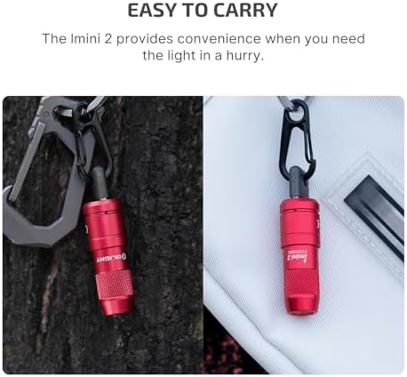OLIGHT IMINI 2 EDC Rechargeable Keychain Flashlight, 50 Lumens Compact and Portable Mini LED Keyring Lights with Built-in Battery Ideal for Everyday Carry and Emergencies (Passionate Red)