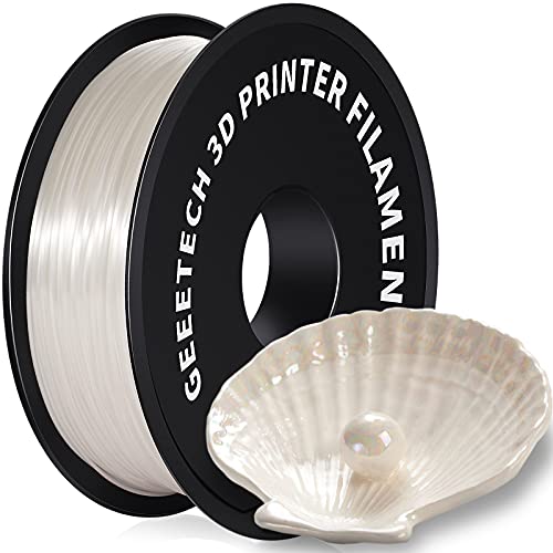 Geeetech Silk PLA Filament 1.75mm for 3D Printer, Metal-Like Shiny Consumable 1kg (2.2lbs) 1 Spool, Dimensional Accuracy +/- 0.03 mm,Metallic White