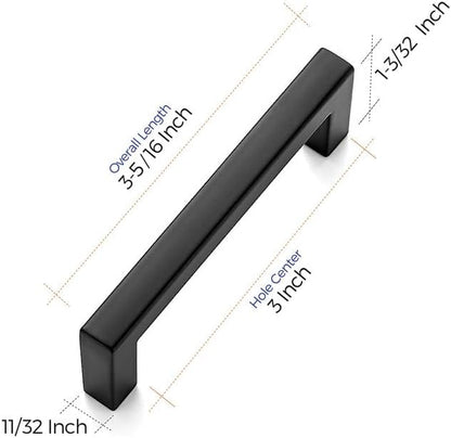 Ravinte 30 Pack Solid 3 Inch Center to Center Slim Square Bar Drawer Handles for Kitchen Cabinet Hardware Matte Black