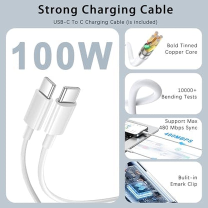 Mac Book Pro Charger - 100W USB C Charger Compatible with Type C MacBook Pro 16, 15, 14, 13 Inch, New MacBook Air 15 inch 2025/2024, iPad Pro and All USB c Device, USB C to C Power Adapter