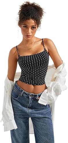 SUUKSESS Women Sexy Square Neck Tank Top Summer Y2K Going Out Basic Cami Shirt