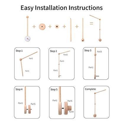 Baby Crib Mobile Arm,HBM Wooden Mobile Arm for Crib Mobile Hanger for Crib Baby Girl Nursery Decor