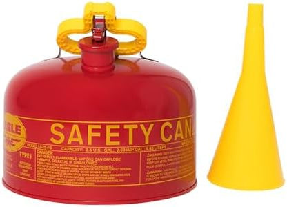 Eagle 2.5 Gallon Type I Red Safety Gas Can for Gasoline with Flame Arrester, Self-Closing Lid, and F-15 Funnel, Made in the USA, Galvanized Steel Flammable Storage Can, UI25FS