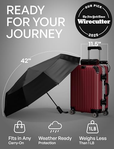 REPEL Windproof Travel Umbrella - Compact & Withstands Winds up to 85MPH , Strongest Premium Auto Folding Umbrella for Rain and Sun - Durable, Light & Portable for Women & Men , Fits Backpack & Cars