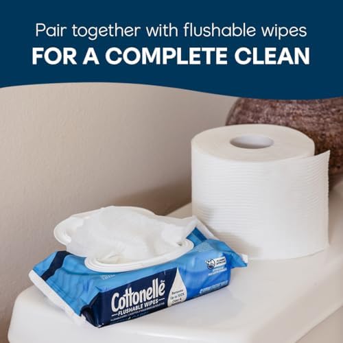 Cottonelle Ultra Clean Toilet Paper with Active CleaningRipples Texture, Strong Bath Tissue, 24 Family Mega Rolls = 132 Regular Rolls (4 Packs of 6)
