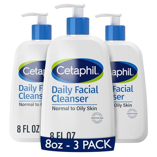 Cetaphil Face Wash, Daily Facial Cleanser for Sensitive, Combination to Oily Skin, 8 oz, Pack of 3, Gentle Foaming, Soap Free, Hypoallergenic