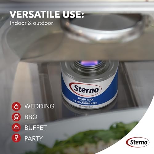 Sterno Fuel Cans - 6-Hour Burn, (6-Pack) Chafing Dish Fuel Can Burners for Food Warmer, Resealable Twist Chafer Fuel Canned Heat, Handy Wick