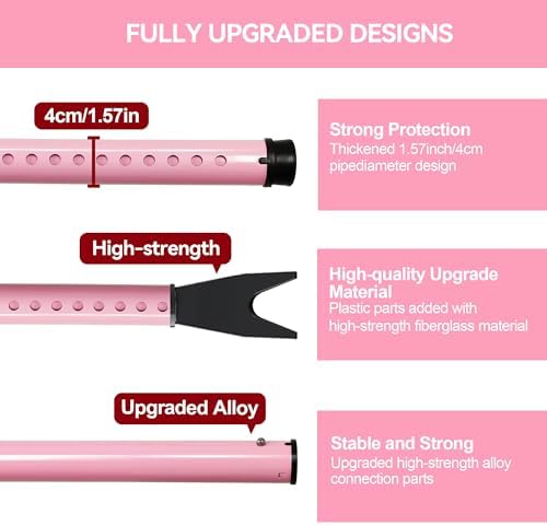 AceMining Upgraded Door Security Bar & Sliding Patio Bar, Heavy Duty Stoppers Adjustable Jammer for Home, Apartment, Travel (1 Pack,Pink)