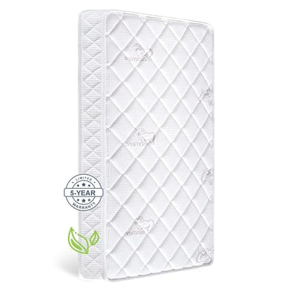 Premium Dual Sided Crib & Toddler Mattress,100% Knitted Fabric, Premium Fleece Surface-Hypoallergenic, 5" Thick Firm Soft Crib Mattress, Non-Toxic - Fits Standard Cribs & Toddler Beds