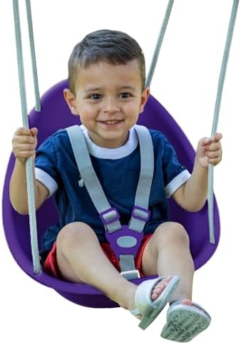 Swurfer Coconut Toddler Swing – Comfy Baby Swing Outdoor, 3- Point Adjustable Safety Harness, Secure, Safe Quick Click Locking System, Blister-Free Rope, Easy Installation, Ages 6-36 Months