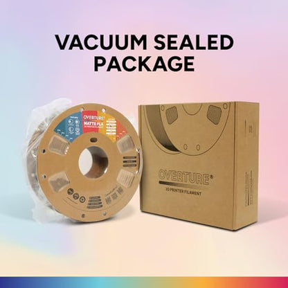 OVERTURE Matte PLA 3D Printer Filament 1.75mm, Matt Surface & Low Warping Filament 1kg Spool (2.2 lbs), Accuracy +/- 0.02 mm, Fit Most FDM Printers (Matte Wood)