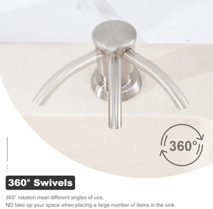 GAGALIFE Built in Sink Soap Dispenser or Lotion Dispenser for Kitchen Sink, Brushed Nickel ABS Pump Head, with 17 Ounce Large PET Soap Bottle