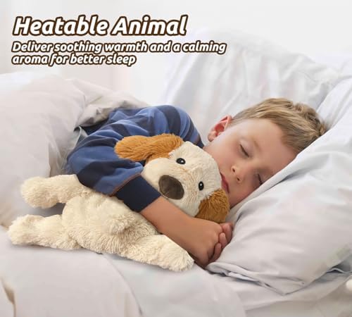 Puppy Stuffed Animals, Microwavable Stuffed Animal Adorable Fluffy Dog Plush for Warmth, Heatable & Coolable Lavender Scent Puppy Plush Toys, Cute Soft Dog Plushies for Kids & Adults Girls Boys Gifts