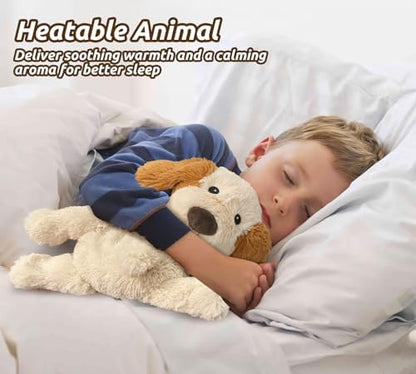 Puppy Stuffed Animals, Microwavable Stuffed Animal Adorable Fluffy Dog Plush for Warmth, Heatable & Coolable Lavender Scent Puppy Plush Toys, Cute Soft Dog Plushies for Kids & Adults Girls Boys Gifts