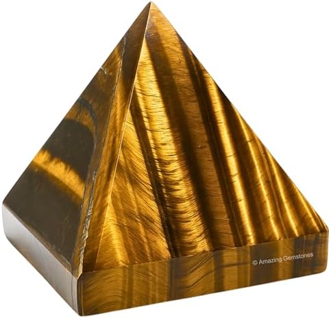 Amazing Gemstone Tiger Eye Pyramid Crystal Healing Stones - 2" Great Pyramid Figurine of Natural Stone Pyramid for Meditation, Reiki, Chakra Balancing and Crystal Pyramids Grid