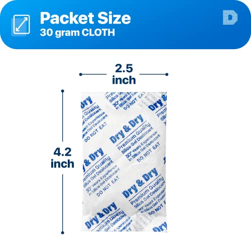 Dry & Dry 30 Gram [500 Packets] Silica Gel Packets Desiccants, Silica Packets - Rechargeable Silica Gel Packs, Desiccants Packets, Silica Gel