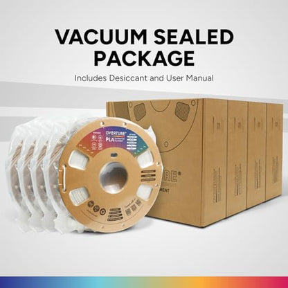 OVERTURE 4KG Bundle PLA Filament 1.75mm, Neatly Wound 3D Printer Filament 4 Pack 1kg Spool (2.2lbs), Dimensional Accuracy +/- 0.02 mm, Fit Most FDM 3D Printers (White 4-Pack)