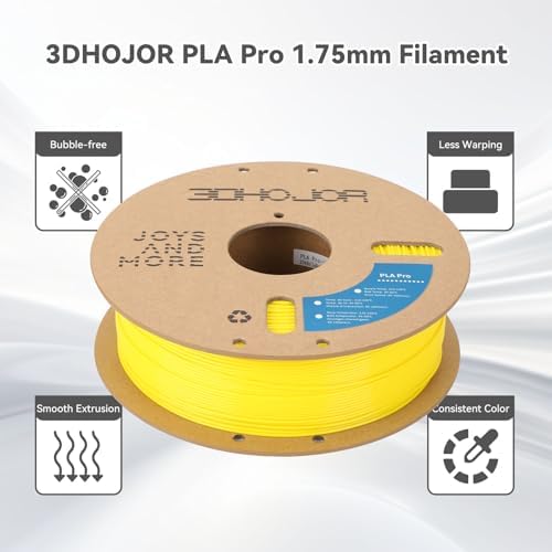 PLA Pro (PLA+) Filament 1.75mm, 3D Printer Filament PLA Plus, Cardboard Spool 3D Printing Filament PLA +, Dimensional Accuracy +/- 0.03 mm, Yellow, 1kg