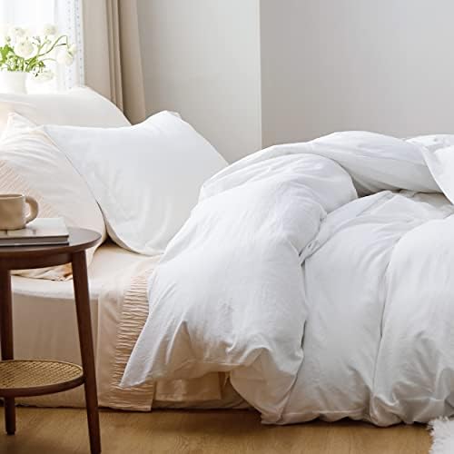 Bedsure White Duvet Cover Queen Size - 3 Pieces Prewashed Extra Soft Bedding Set, Includes 1 Duvet Cover 90x90 Inches with Zipper Closure & 2 Pillow Shams, Comforter Not Included