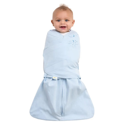 HALO 100% Cotton Sleepsack Swaddle, 3-Way Adjustable Wearable Blanket, TOG 1.5, Baby Blue, Small, 3-6 Months