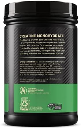 Optimum Nutrition Micronized Creatine Monohydrate Powder, Unflavored, 240 Servings, 1200 Grams (Packaging May Vary)