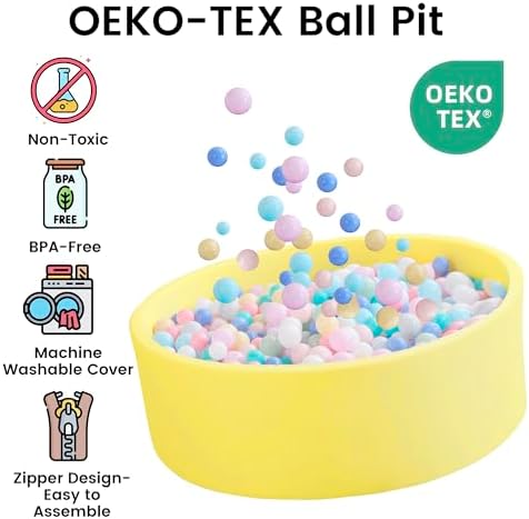 Ball Pit for Toddlers 47.24''x15.75'' Baby Ball Pits Round Foam Ball Pit Lagre Kids Ball Pool Ideal Gift for Children (Yellow, NO Balls)