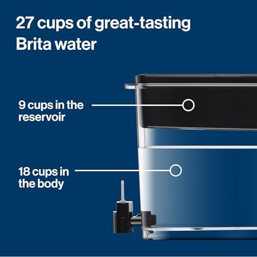 Brita Water Dispenser, UltraMax Elite Filter, Removes 99% of Lead, Includes 1 Filter, 27-Cup Capacity, Black