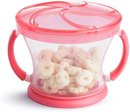 Munchkin Happy Snacker Toddler Cups and Snack Containers - 10oz Any Angle Weighted Straw Cup and 9oz Snack Catchers, Pink/Purple