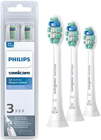 Philips Sonicare C2 Plaque Control - Genuine Replacement Electric Toothbrush Heads, White, 3 Pack, HX9023/65
