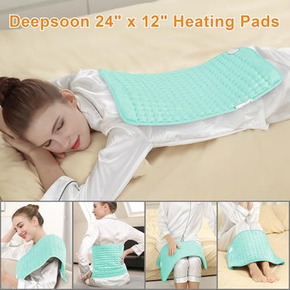Heating Pad-Electric Heating Pads for Back,Neck,Abdomen,Moist Heated Pad for Shoulder,Knee,Hot Pad for Arms and Legs,Dry&Moist Heat & Auto Shut Off(Babygreen, 12''×24')
