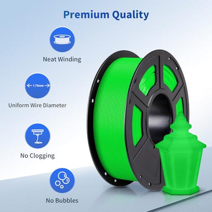 ANYCUBIC PLA 3D Printer Filament, Glow in The Dark, 3D Printing PLA Filament 1.75mm Dimensional Accuracy +/- 0.02mm, 1KG Spool (2.2 lbs), Green PLA, Glow Green
